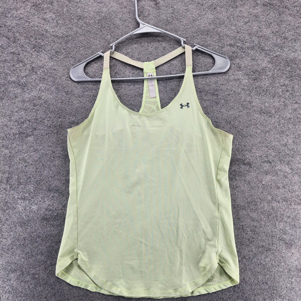 Under Armour Tank Top Womens Small Heat Gear Green Racerback Fitted